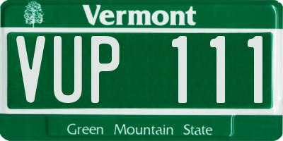 VT license plate VUP111