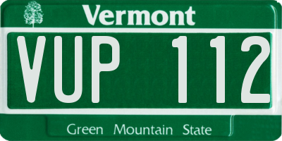 VT license plate VUP112
