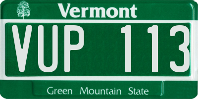 VT license plate VUP113