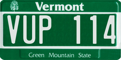 VT license plate VUP114
