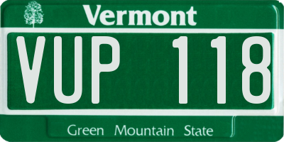 VT license plate VUP118
