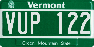 VT license plate VUP122