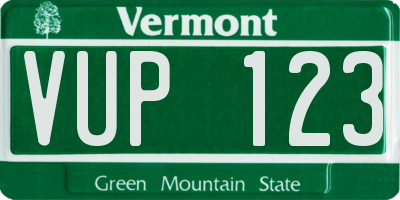 VT license plate VUP123