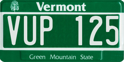 VT license plate VUP125