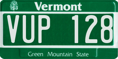 VT license plate VUP128
