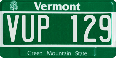 VT license plate VUP129
