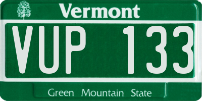 VT license plate VUP133