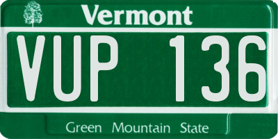 VT license plate VUP136