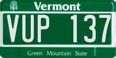 VT license plate VUP137