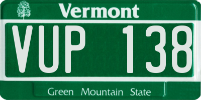 VT license plate VUP138