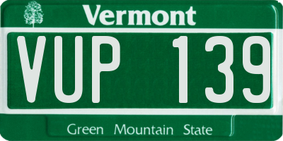 VT license plate VUP139