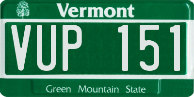VT license plate VUP151