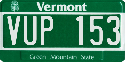 VT license plate VUP153