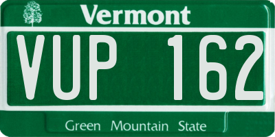 VT license plate VUP162