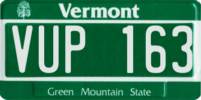 VT license plate VUP163