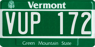 VT license plate VUP172