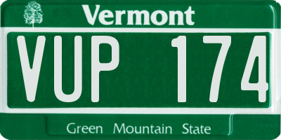 VT license plate VUP174
