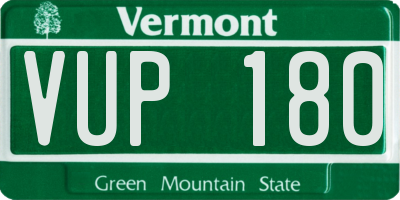VT license plate VUP180
