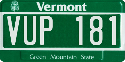 VT license plate VUP181
