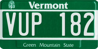 VT license plate VUP182