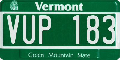 VT license plate VUP183