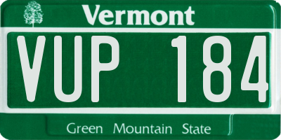 VT license plate VUP184