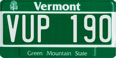 VT license plate VUP190