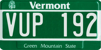 VT license plate VUP192