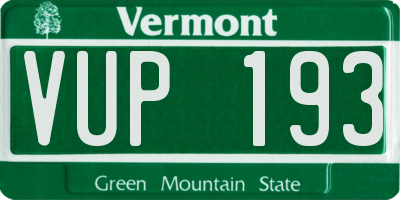 VT license plate VUP193