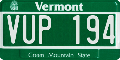 VT license plate VUP194