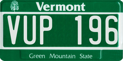 VT license plate VUP196