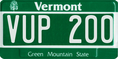 VT license plate VUP200