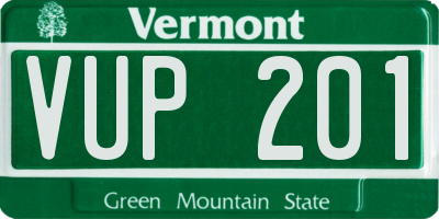 VT license plate VUP201