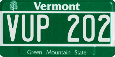 VT license plate VUP202