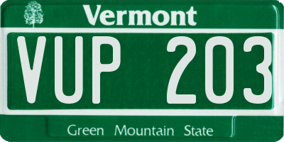 VT license plate VUP203