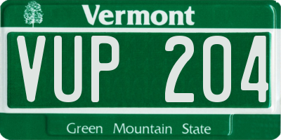 VT license plate VUP204