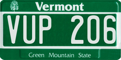 VT license plate VUP206
