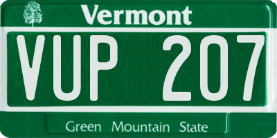VT license plate VUP207