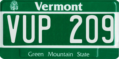VT license plate VUP209