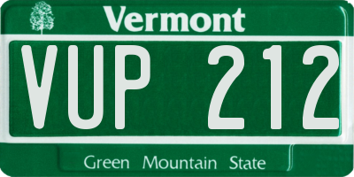 VT license plate VUP212