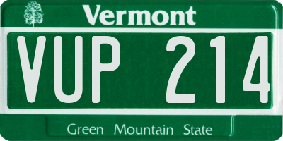 VT license plate VUP214