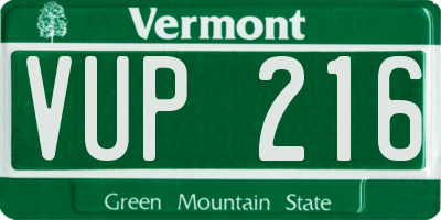 VT license plate VUP216