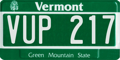 VT license plate VUP217