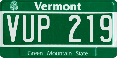 VT license plate VUP219