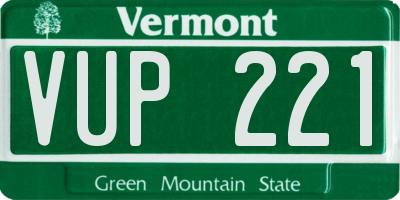VT license plate VUP221