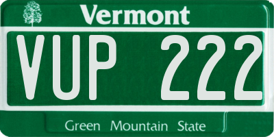 VT license plate VUP222