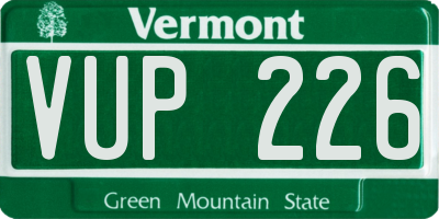 VT license plate VUP226