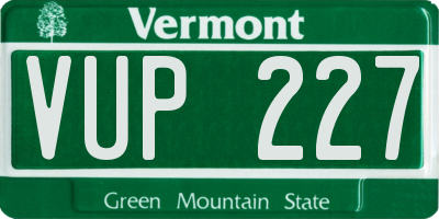 VT license plate VUP227