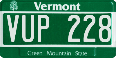 VT license plate VUP228