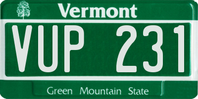 VT license plate VUP231
